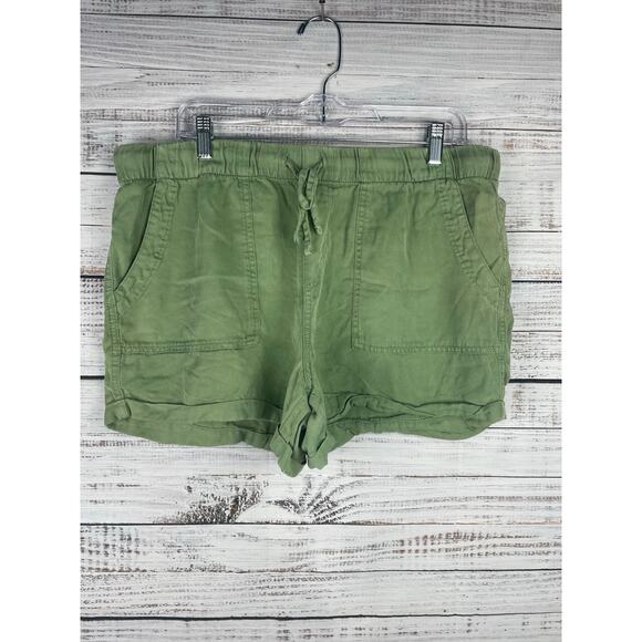 Gap Pants - GAP Green Lyocell Drawstring Shorts Large Soft 3” Pockets Summer Beach Neutral